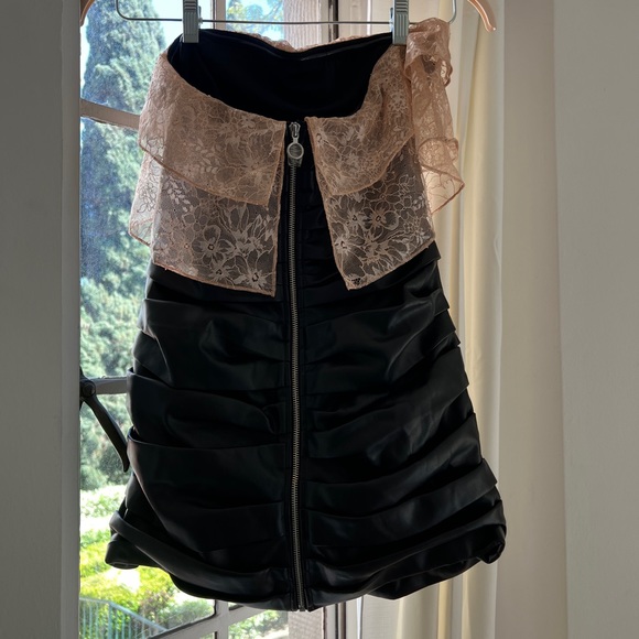 NWOT For Love & Lemons Afton Faux Leather Lace Mini Dress - Picture 4 of 8